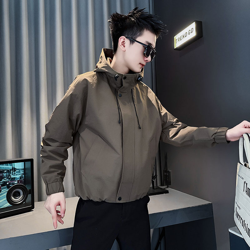 SJ142-P98控138社会小伙夹克连帽外套男潮店主风上衣红色1,男装夹克,电商A220