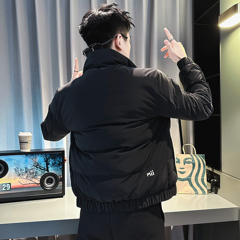 MF27-P128控168冬季社会精神小伙立领保暖休闲棉衣外套黑3,男装棉衣,电商A220