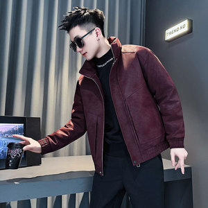 MF100-P138 控178  冬季皮棉袄加厚保暖立领棉服外套 红色2图片