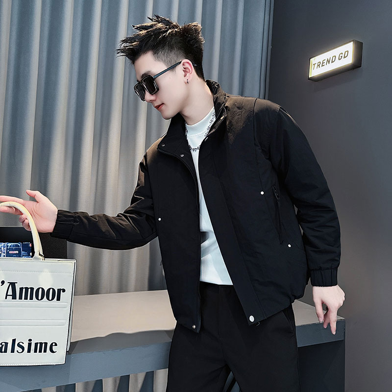 SJ164-P108控148社会小伙加棉夹克外套精神小伙男潮店主风黑色1，男装夹克，电商A220