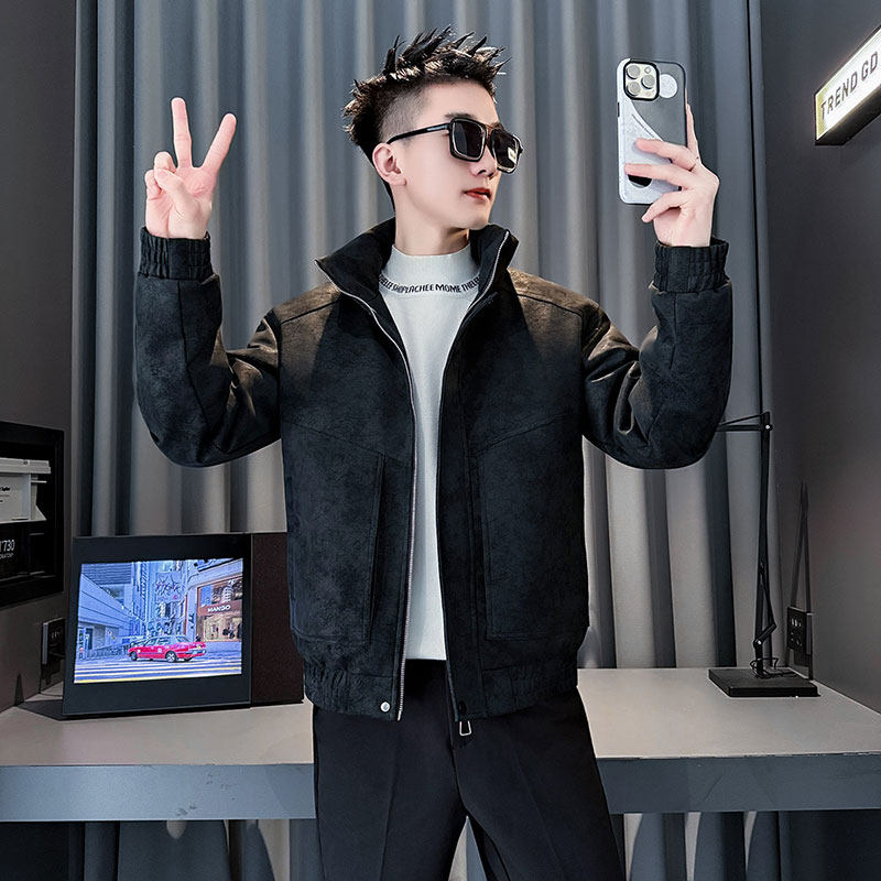 MF100-P138控178冬季皮棉袄加厚保暖立领棉服外套黑色1,男装棉衣,电商A220