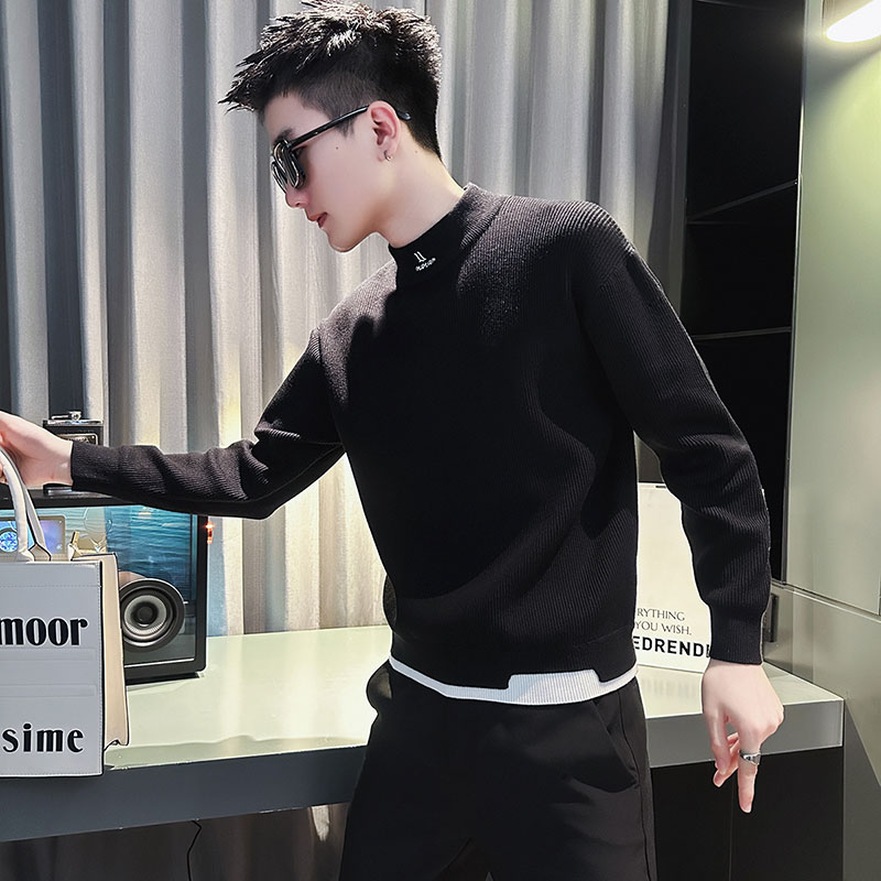 SM77-P78 控108 社会小伙店主风男潮毛衣针织衫 黑2图片