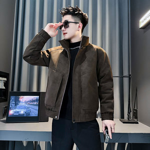 MF100-P138 控178  冬季皮棉袄加厚保暖立领棉服外套 咖色1图片