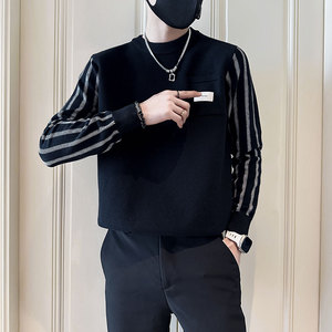 SM80-P78 控108 社会小伙店主风男潮毛衣针织衫 黑4图片
