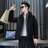 MF89-P148控198冬季社会小伙加厚保暖立领假两件棉服外套咖色2，男装棉衣，电商A220