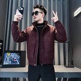 MF100-P138控178冬季皮棉袄加厚保暖立领棉服外套红色1，男装棉衣，电商A220