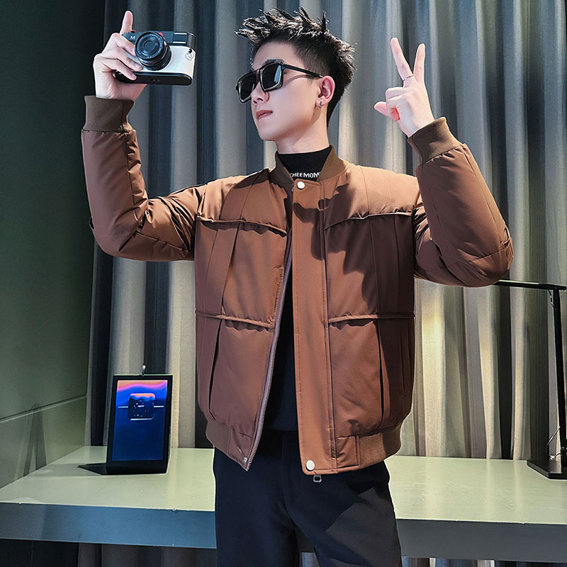 MF75-P138控178冬季社会小伙店主风棒球领棉衣棉服外套卡其1,男装棉衣,电商A220