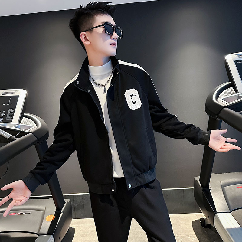 SJ49-P108控148秋装社会小伙夹克外套男潮店主风上衣白色1,男装夹克,电商A220