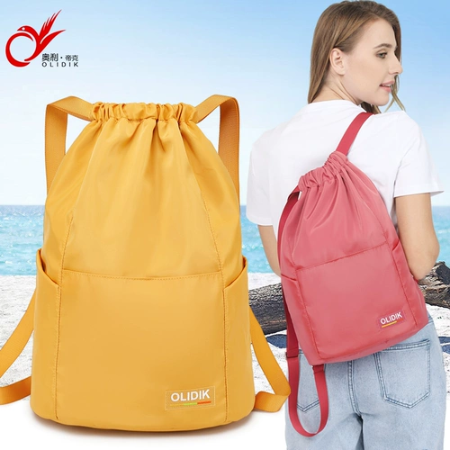 Рюкзак, сумка через плечо, простой сверхлегкий ранец, складной тканевый мешок, на шнурках, коллекция 2023