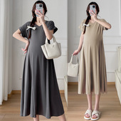 韩版 孕妇装 设计感气质束腰显瘦遮肚孕妇连衣裙新款 时尚 孕妇裙 夏季