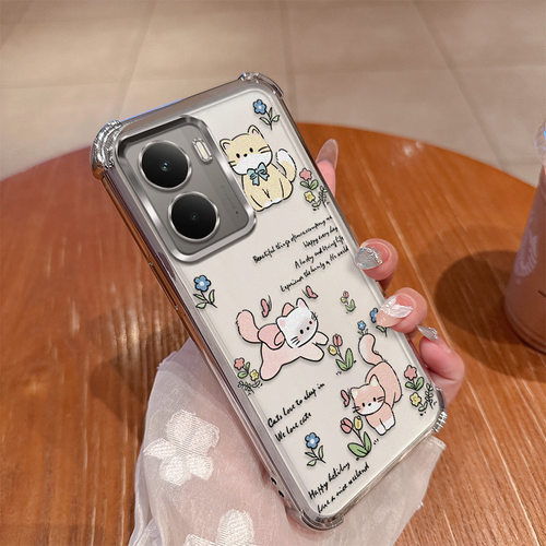 可爱猫咪适用真我14手机壳realme14保护硅胶套RMX5075镜头全包四角气囊防摔透明软壳oppo女新款高颜值ins卡通