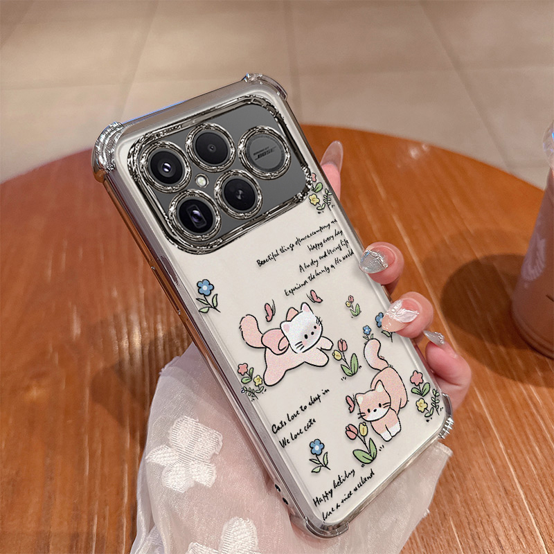 可爱猫咪适用小米pocof8ultra手机壳f8pro保护硅胶套f8u带镜头膜p全包防摔5g透明软女poco海外国际版新款外壳