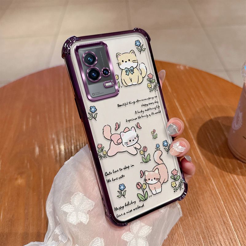 可爱小猫适用vivoiqoo8手机壳iqoo8pro保护vivo硅胶套全包防摔V2136A透明icoo爱酷iq8软iq008新款por女高级感