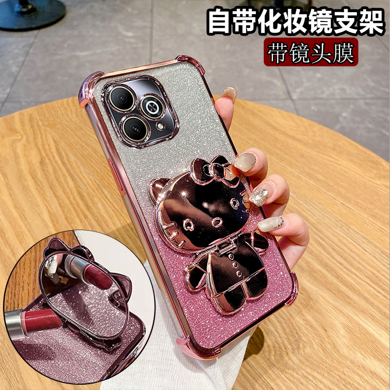 适用华为hi畅享80pro手机壳智选SHR一AN00畅想硅胶保护套镜头全包5g气囊防摔wiko奢华por软p女新款带镜子支架