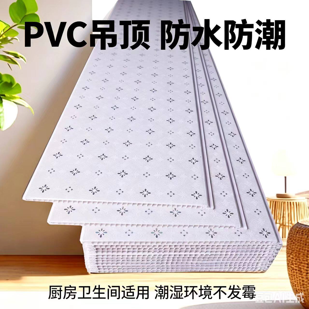 加厚pvc长条吊顶扣板熟胶天花屋顶快装吊顶天花板自装塑料棚板