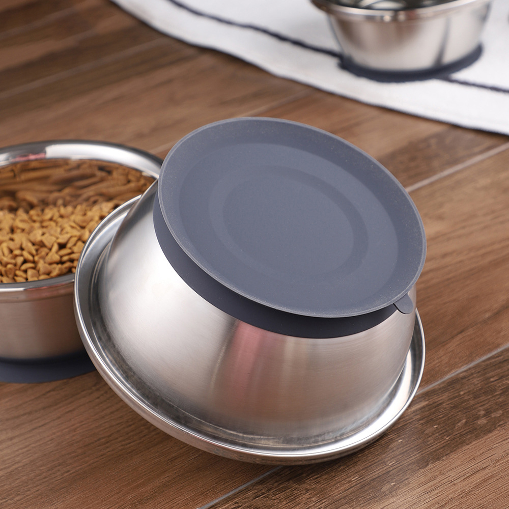 狗盆不锈钢防打翻硅胶吸盘狗碗猫碗狗狗饭盆食盆大中小型犬喝水盆