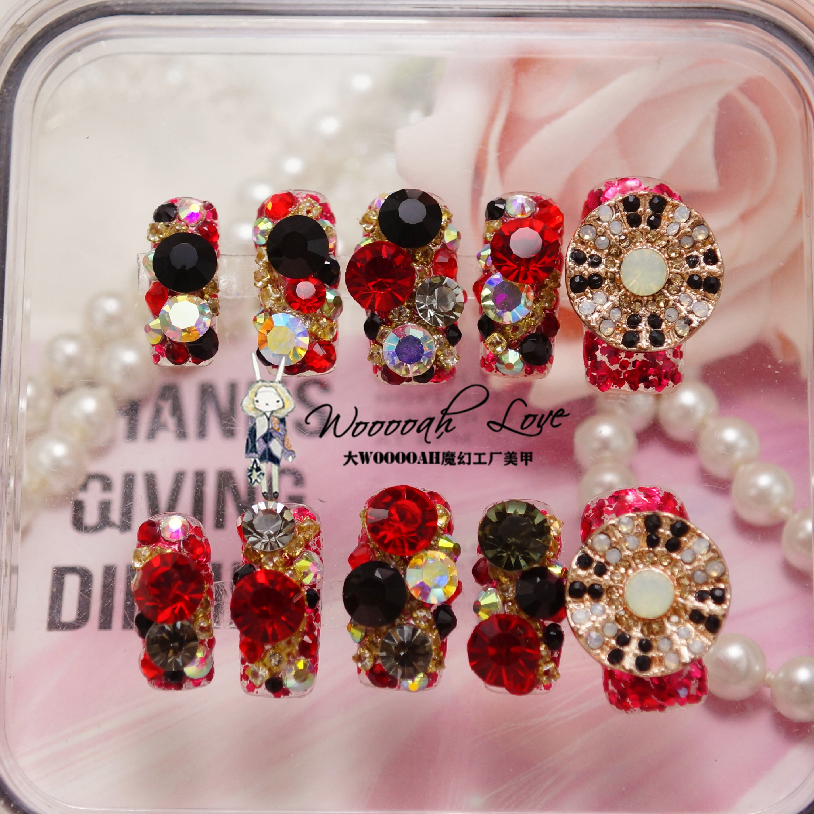 绯钻绮梦 纯手工穿戴甲爆闪满钻2025新款闪钻亮片短款美甲高级感