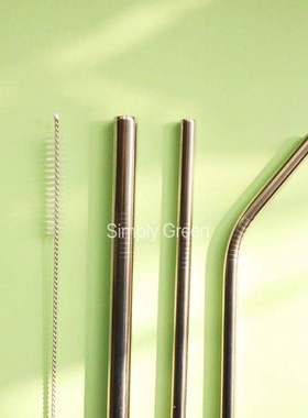 不锈钢吸管珍珠奶茶3件套装配刷子奶昔straws零废弃环保zerowaste