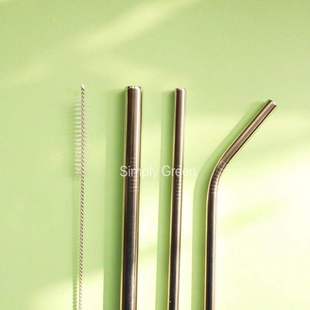 不锈钢吸管珍珠奶茶3件套装 配刷子奶昔straws零废弃环保zerowaste