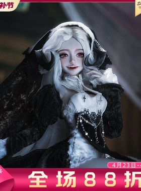 正版bjd娃娃贝尔芬格四分女娃恶魔山羊角修女手绘bjd球形关节收藏