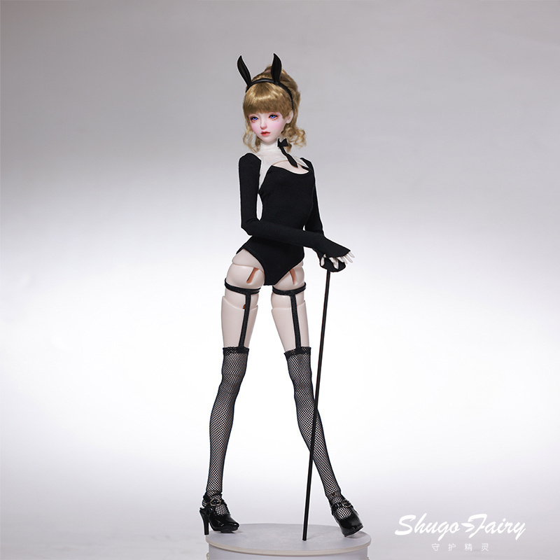 原创正版BJD娃娃4分卢娜女兔耳俏皮黑白套装SD人形玩偶xaga潮玩
