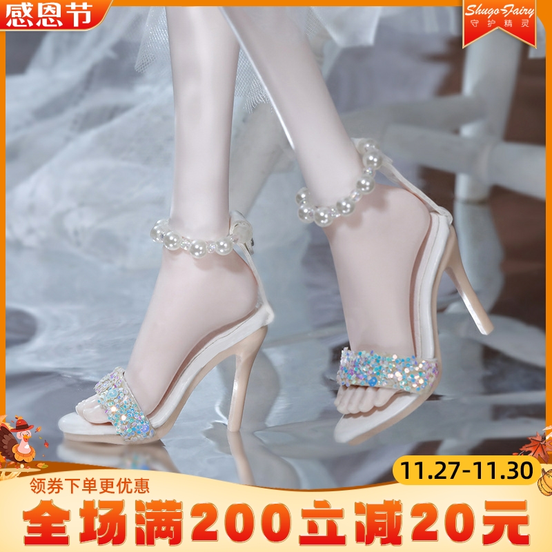 正版bjd娃鞋四分高跟脚女