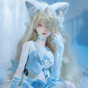 ShugaFairy正版4分BJD玩偶泠泠猫 SD球形关节娃娃Y2K猫耳头饰潮玩