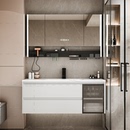 轻奢风岩板热弯一体盆浴室柜组合卫生间洗漱台洗手盆洗脸池卫浴柜