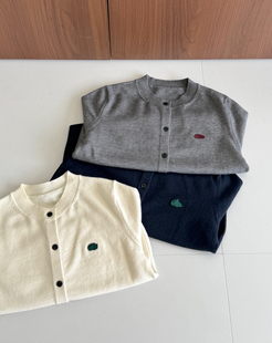 秋冬款 刺绣圆领毛衣保暖男女童百搭上衣外套 儿童安哥拉绒针织开衫