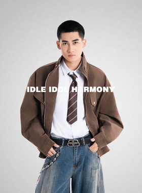 IDLE IDOL翻领外套男痞帅夹克美式机车服高级感夹克潮流外套