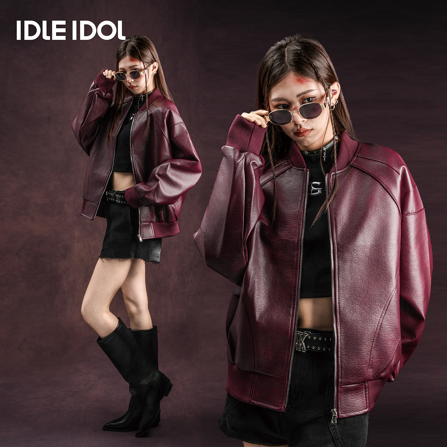 IDLEIDOL高街解构设计PU夹克