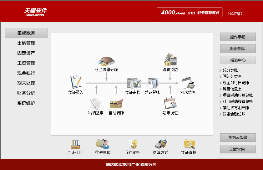 速达软件天耀4000.cloudSTD纯财务软件4用户固定资产云