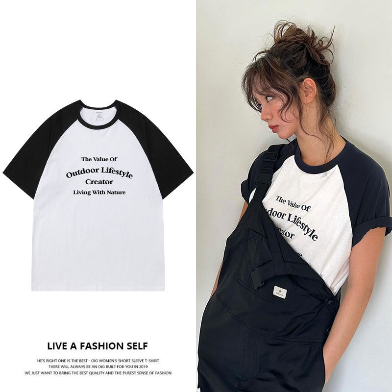 韩剧善意的竞争刘在伊李惠利同款短袖T恤纯棉拼色插肩衣服打底衫