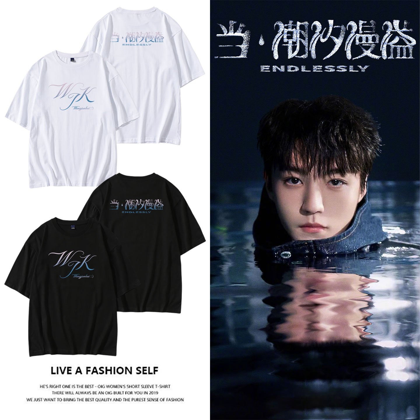 2026王俊凯当潮汐漫溢演唱会周边衣服同款短袖纯棉印花上衣男女装