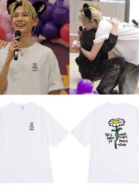 BounPrem文总boun同款衣服宽松印花纯棉落肩短袖T恤春夏季上衣