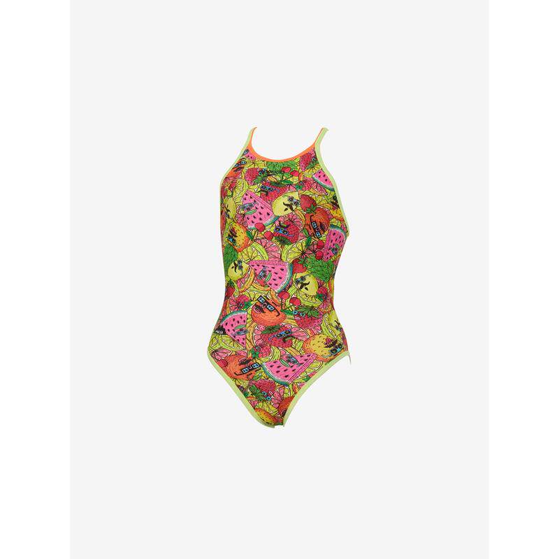 代购Speedo速比涛女士泳衣耐氯速干印花高弹游泳训练连体联名