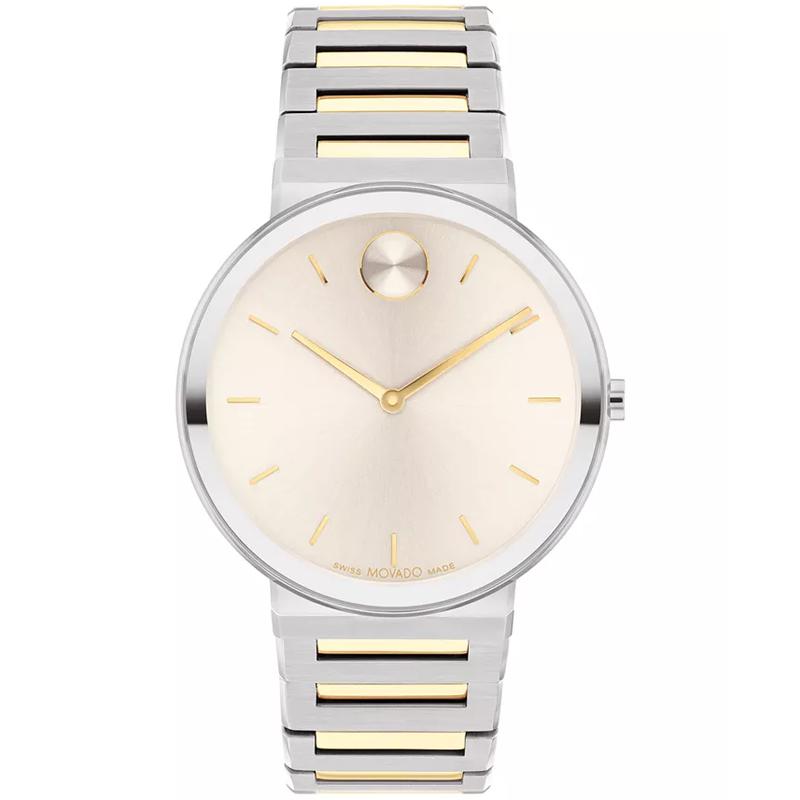 Movado/摩凡陀女表简约时尚瑞士石英双色不锈钢表盘mm表带