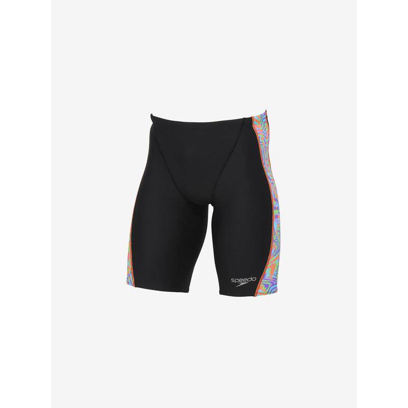 代购Speedo速比涛男士泳裤耐氯速干黑色印花训练游泳泳装爆款