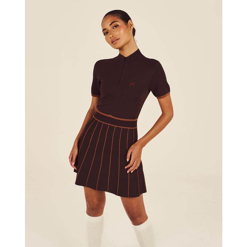 代购Malbon女士运动裙防走光透气贴身剪裁活动自如短袖拉链领口