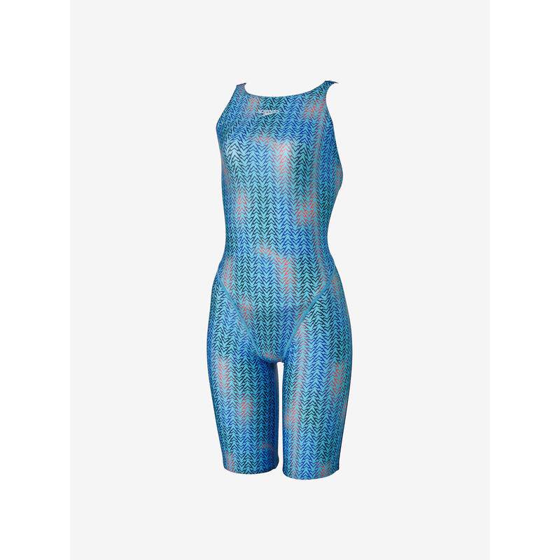 代购Speedo速比涛女士泳衣速干防泼水蓝色印花游泳训练连体爆款