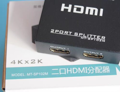 迈拓 高清一分二HDMI视频分配器1进2出HDMI分频器4K一拖二SP102M