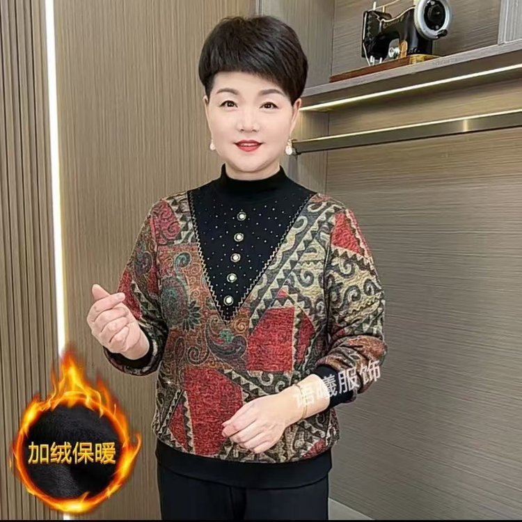 直播爆款美丽时尚法兰绒加厚卫衣2025年冬季新款妈妈装