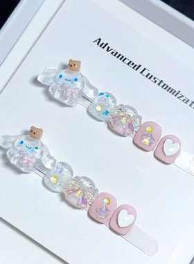 2025新款儿童穿戴甲片可爱卡通玉桂狗美甲贴片小学生假指甲可拆卸