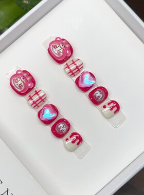 儿童手工美甲可爱labubu极光爱心指甲贴3-12岁女童高颜值穿戴甲片