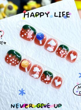 儿童美甲贴秋冬新款可爱立体棒棒糖宝宝甲小朋友短款假指甲可拆卸