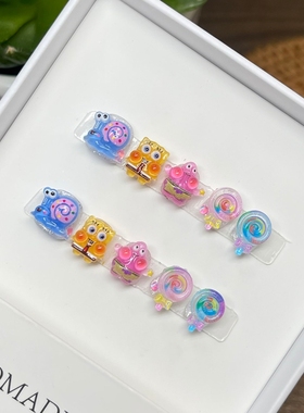 儿童专用穿戴甲片卡通海绵宝宝派大星美甲贴片小女孩假指甲可拆卸