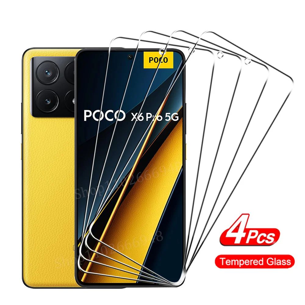 4PCS Tempered Glass For POCO X6 X7 X5 X4 X3 F7 F6 F5 GT Pro