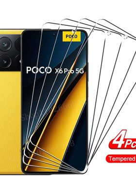 4PCS Tempered Glass For POCO X6 X7 X5 X4 X3 F7 F6 F5 GT Pro