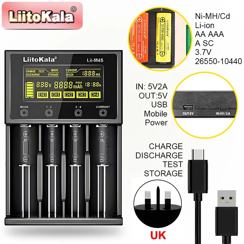 LiitoKala Lii-M4 M4S 18650 LCD Display Smart Charger Test Ca