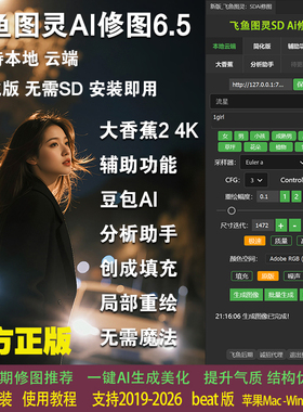 飞鱼图灵SDAI修图6.5 PS插件一键人像精修智能自动磨皮美白中性灰